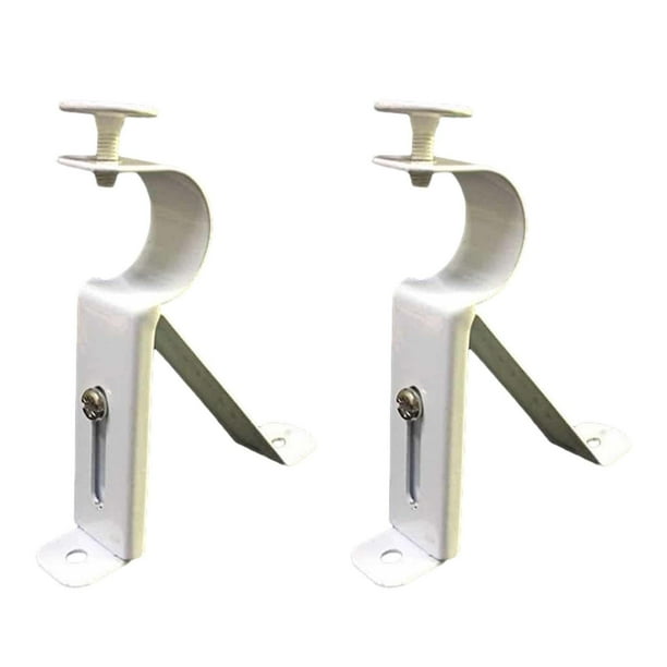 2 soportes para barra de cortina, ganchos ajustables para barra de cortina de 1 pulgada. Blanco