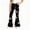 Black-F, variant on Girls Print Flare Leggings Kids Elastic High Waisted Cute Bell Bottoms Yoga Pants for Gym 15-16 Years