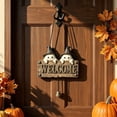 thumbnail image 3 of Lilixerw Halloween Ghost Welcome Decoration, Dual Witch Hat Ghost Hanging Plaque with Bell Accent, for Front Door, Porch and Entryway Wall Display, 3 of 6