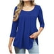 thumbnail image 3 of Camisetas para mujer,Camiseta de talla grande, blusa informal estampada de manga 3/4 para mujer, poliéster, cuello redondo, para usar en casa, sopatenor, 3 of 9