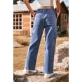 thumbnail image 7 of Pink Queen Women's High Waist Cargo Jeans Flap Pocket Wide Leg Denim Pants Dark Blue M, 7 of 7