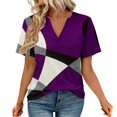 thumbnail image 2 of Purple Women's Short Sleeve T-shirt, Womens Tops Summer Short Sleeve V Neck Blouses Business Casual Loose Fit Tshirts Trendy Fashion Outfits,Women's Short sleeve T-shirt XXL, 2 of 4