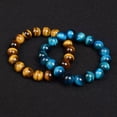 thumbnail image 5 of K-KED Natural Handmade Multicolor Tiger Eye Beads Stretch Bracelet Gemstone 7.5"-Multicolor Tiger's Eye-10 mm, 5 of 8