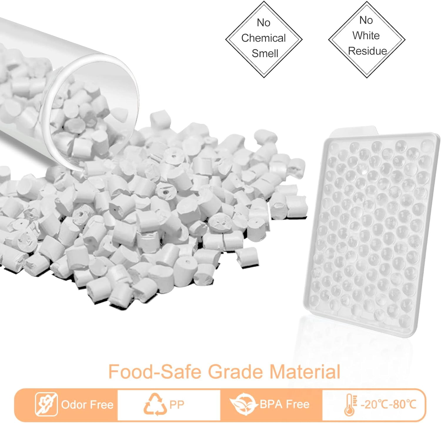 Mini Ice Cube Trays, Upgraded Small Easy Release Ice Cube Trays, 104x4 PCS Tiny Ice Trays for Chilling Drinks, Coffee, Juice (4Pack White Trays, Ice Bin & Scoop)