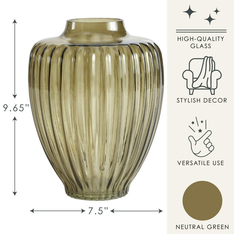 Home Decor Collection Style House 9.65" Green Glass Vase photo 4
