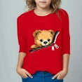 thumbnail image 2 of Fjofpr Toddler Girl Clothes under $5 5T Girls Clothes Outfits Boys Girls Shirts Bear Print Tshirt 3/4 Sleeve Top Funny Graphic Tshirts 3-12 Years, 2 of 4