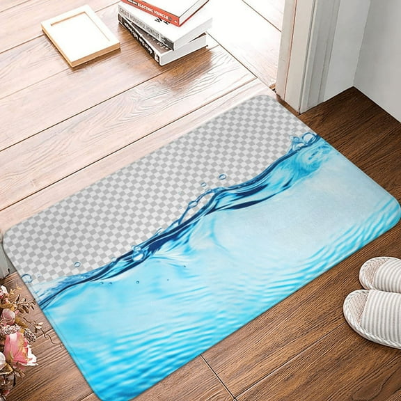 Front Door Mat Indoor Outdoor Outside Entrance - 16*24in Washable Crystal Clear Water Splash Thin Bathroom Rugs Fit Under Door, Bath Rugs for Bathroom, Kitchen Rugs Mats for Floor