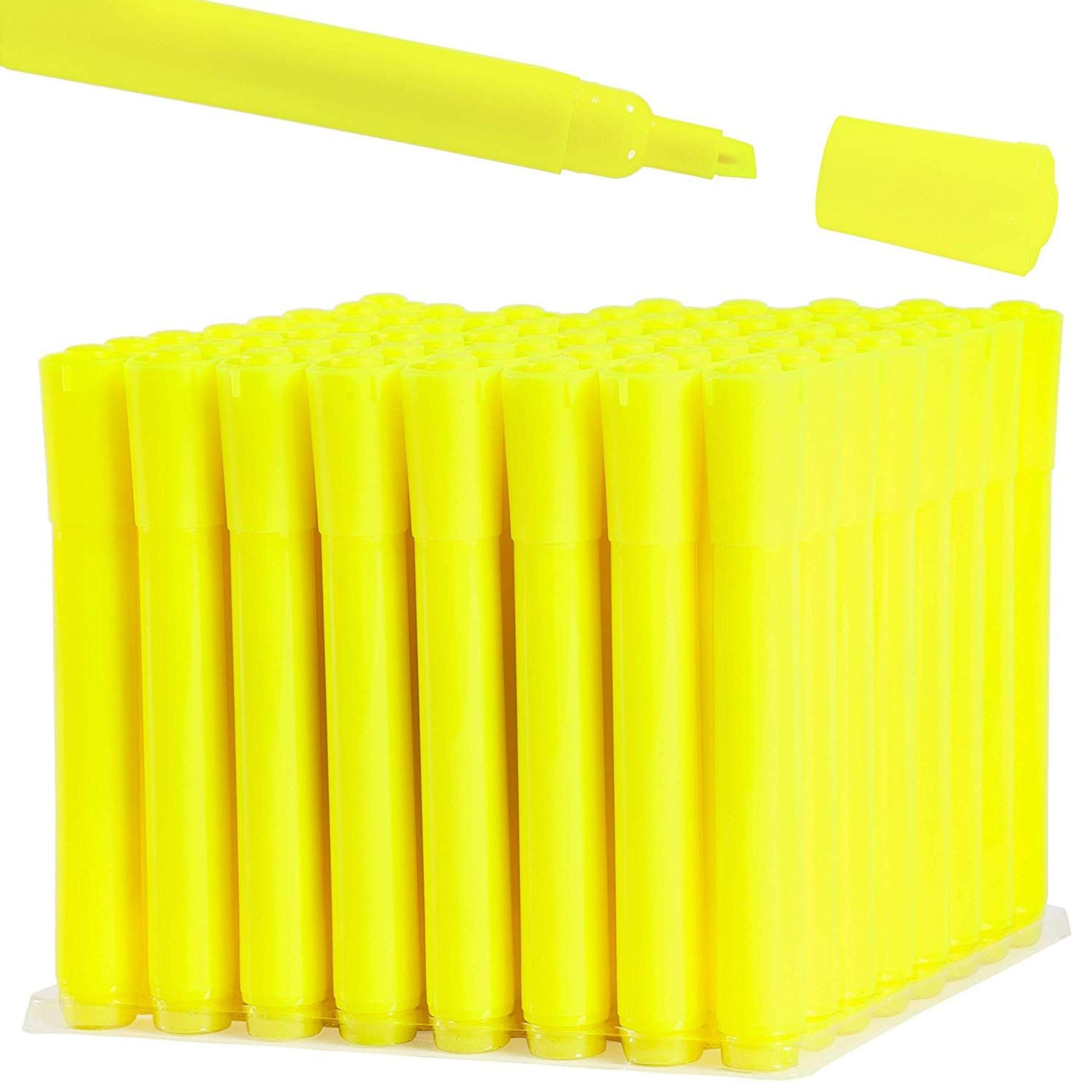 64 Packs Yellow Highlighters Markers Pen Stationery Bulk Wide Chisel