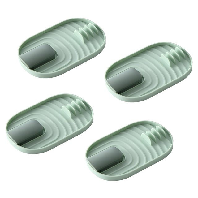 4 Pack Foldable Pot Lid Holder, Rest with Drip Pad, Kitchen Utensil Rest for Spoons Lids Spatula Tongs, Hanging Design Kitchen Storage Rack