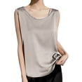 thumbnail image 2 of Helii Women's Satin Tank Top Sleeveless Camisole Loose Fit Round Neck Wide Strap Solid Color Silky Basic Cami Summer Casual Work Office Outfits Lightweight Breathable Daily Vacation 8 Colors, 2 of 3