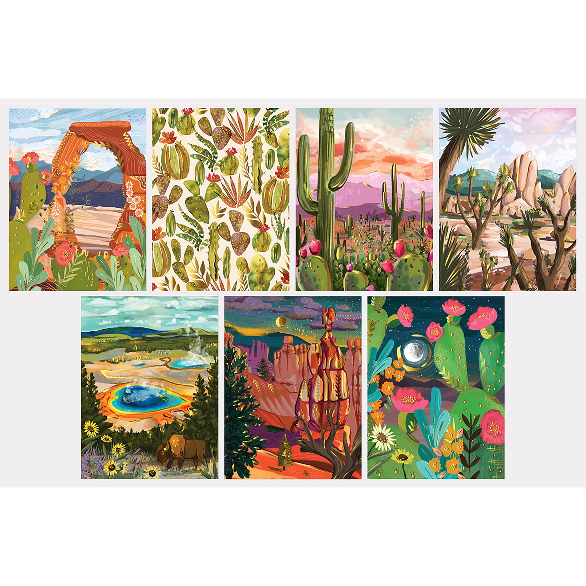 Brea Reese: Scratch Art Paper Pad - Arches & Canyons - 14 Sheets, 7 Guided Art Designs, Metallic Accents, Stylus & Brush, 6x8" Pages, DIY Adult Craft