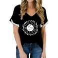 thumbnail image 1 of WTXUE T-Shirts à Manches Courtes, Chandails à Col Rond pour Femmes T-Shirts à Col en V pour Femmes Légers et Doux T-Shirts d'Été Décontractés Hauts pour Femmes Grande Taille Noir TG, 1 of 5