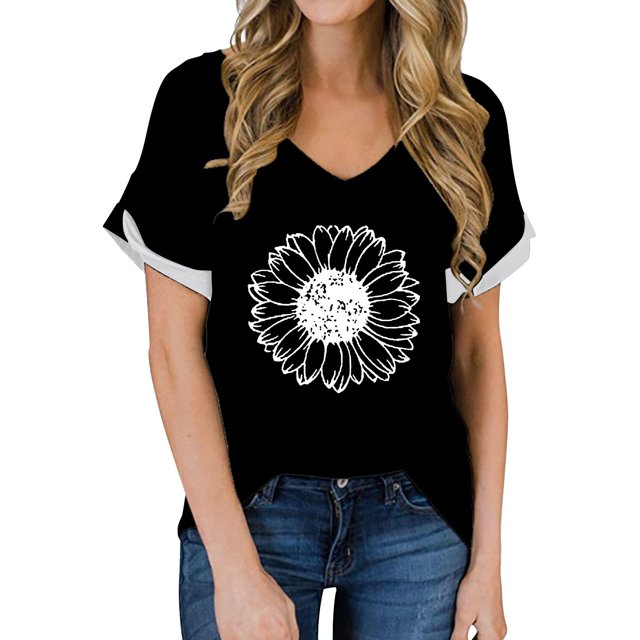 WTXUE T-Shirts à Manches Courtes, Chandails à Col Rond pour Femmes T-Shirts à Col en V pour Femmes Légers et Doux T-Shirts d'Été Décontractés Hauts pour Femmes Grande Taille