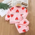 thumbnail image 3 of Hiijoy Toddler Girls Flannel Pajamas Cartoon Print Long Sleeve Pullover Top Pants Homewear, 3 of 3