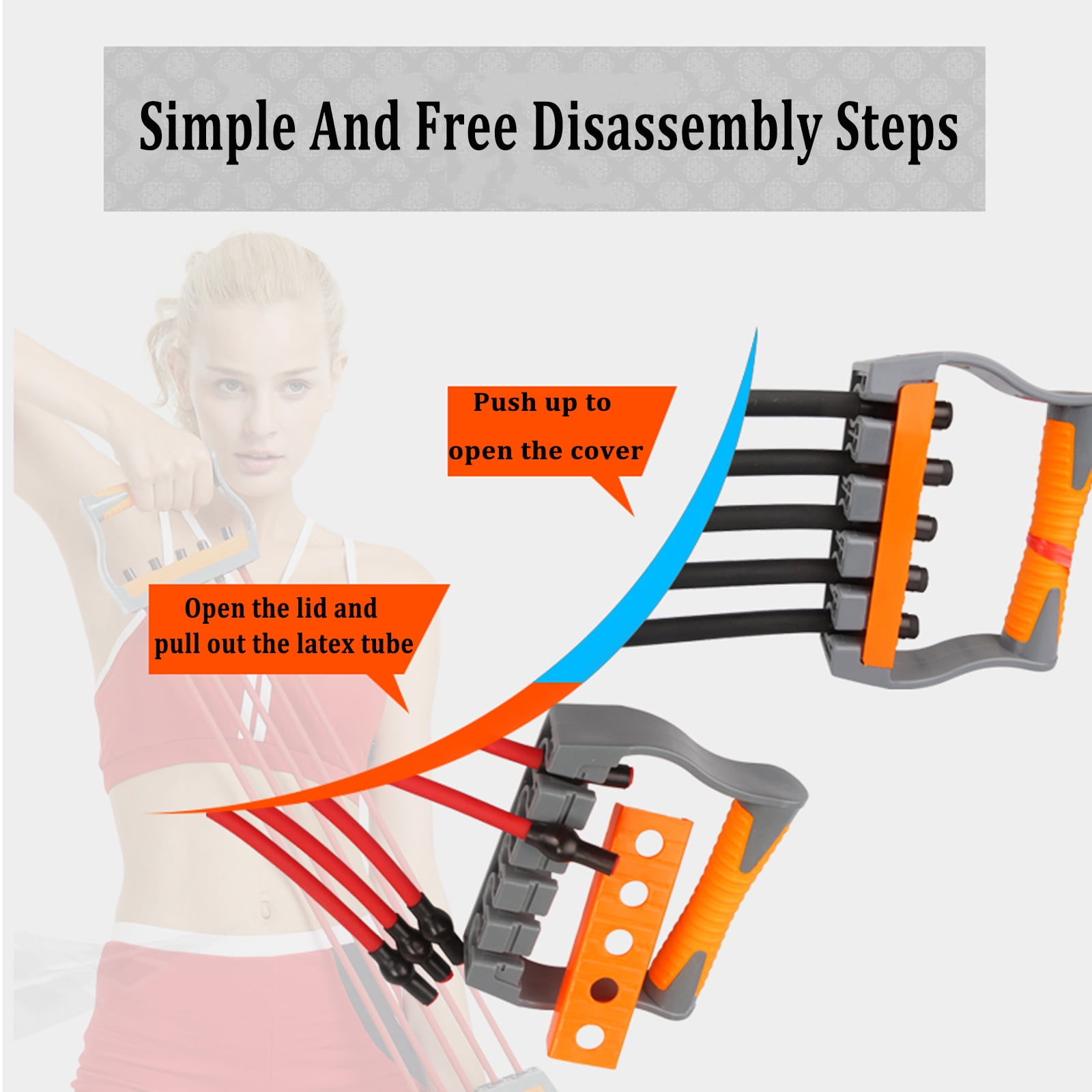 Ueasy Chest Expander Puller Fitness Resistance Bands Adjustable Pull Strength Muscle Exerciser with 5 Tubes for Home Fitness Muscle Training