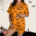 thumbnail image 4 of Ensembles de Pyjama pour Femmes Pyjamas pour Femmes en Satin de Soie à Imprimé Graphique Mignons Vêtements de Nuit Boutons Hauts à Manches Courtes Ensembles de Shorts TTG, 4 of 7