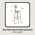 thumbnail image 3 of Hampden Furnishings Felix Collection 30-Inch Steel Stool with Backrest, Grey, AssemblyReady, 3 of 6