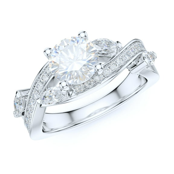 Sterling Silver Fancy Intersecting Infinity 1CT Simulated Round Brilliant Cut Diamond Small Marquise Promise Engagement Ring (6)