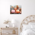 thumbnail image 4 of Fall Thanksgiving Wall Art Decor Pink Orange Pumpkin Maple Leaves Floral on Rural Wood Boards Canvas Wall Art Autumn Thanksgiving Wall Art Framed for Bedroom Living Room Easy to Hang,16x12 Inches, 4 of 5