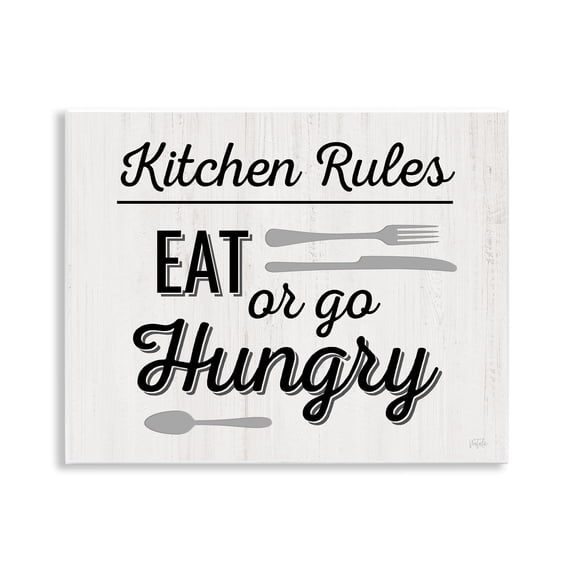 Stupell Industries Kitchen Rules or Go Hungry Food & Beverage Painting Unframed Art Print Wall Art, 14 x 11
