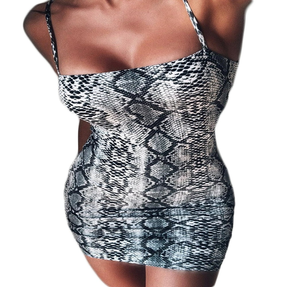 Women Sleeveless Snakeskin Print Bodycon Sling Mini Dress Party Cocktail -  Walmart.ca