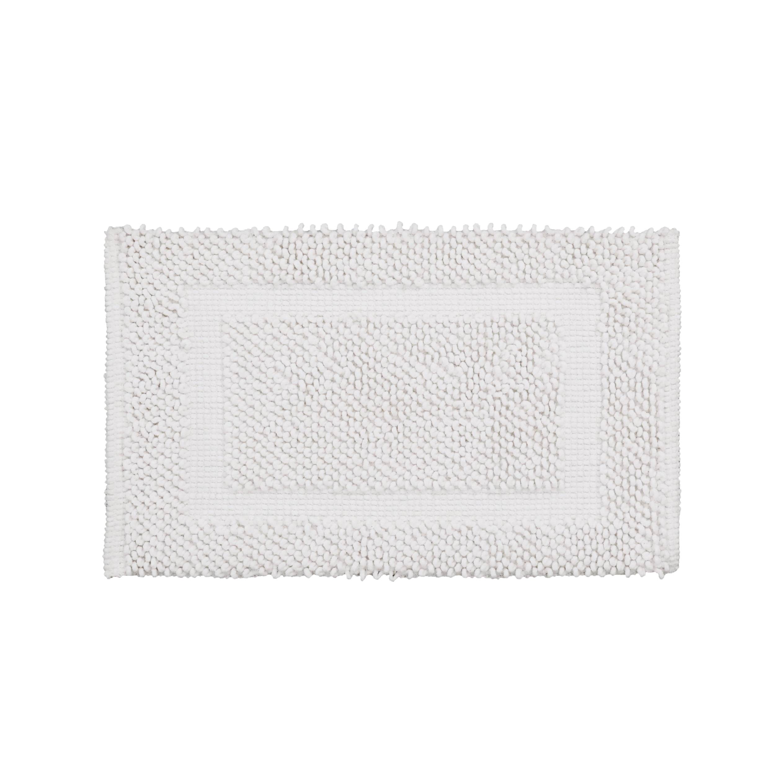 Jean Pierre New York Sophie Border 100% Cotton Bath Mat - Non-Slip Bath Rug - White - 20" x 32"