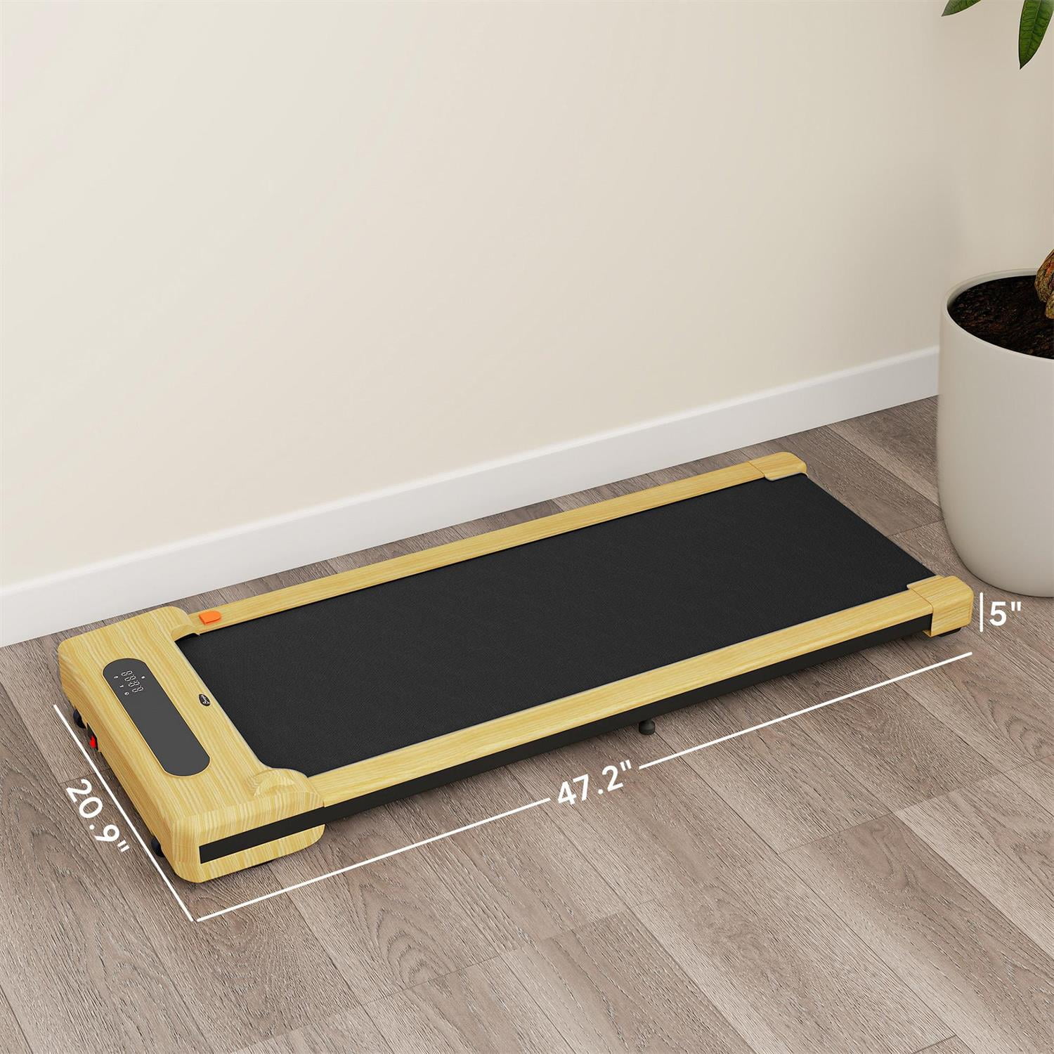 Demifill 2.5HP Under Desk Walking Pad Treadmill - Brown, With Remote Control, Transport Wheels & LED Display for Home Gym & Office