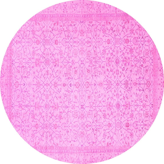 Ahgly Company Indoor Round Oriental Pink Traditional Area Rugs, 3' Round