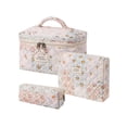 thumbnail image 1 of Bolsa de maquillaje uekeboag, acolchada, algodón, coqueta floral, 3 unidades, rosa, 1 of 6