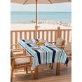 thumbnail image 2 of Outdoor Tablecloth with Umbrella Hole for Patio/Picnic/Party/Camping, Grey Blue Striped Waterproof Table Cloth Rectangle Table Cover Washable, Farmhouse Stripes Abstract Art Navy Blue (60"x 84"), 2 of 8