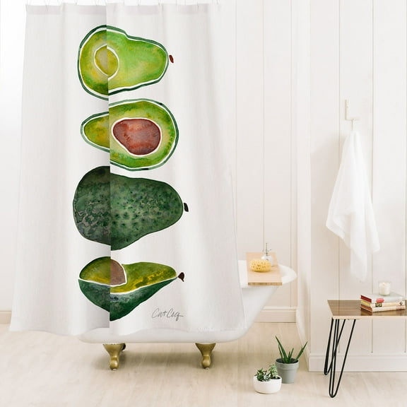 Society6 Cat Coquillette Avocado Slices Shower Curtain 71" x 74"