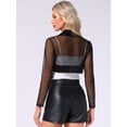 thumbnail image 3 of DARING DIVA Women's Mesh Coverup Open Front Long Sleeve Satin Shrug XS Black, 3 of 6
