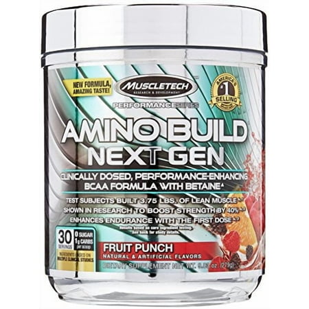 MuscleTech Amino Build Next Gen Energy Supplement, Formulated with BCAA Amino Acids, Betaine, Vitamin B12 & B6 for Muscle Strength & Endurance, Fruit Punch Splash, 30 Servings (284g)