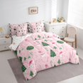 thumbnail image 4 of Feelyou Christmas Tree Kids Twin Bedding Sets 7-Piece, Funny Xmas Snowman Bedding Comforter Set, Pink Snowflake Print Reversible Sheet Sets, Breathable Home Decor, 4 of 8
