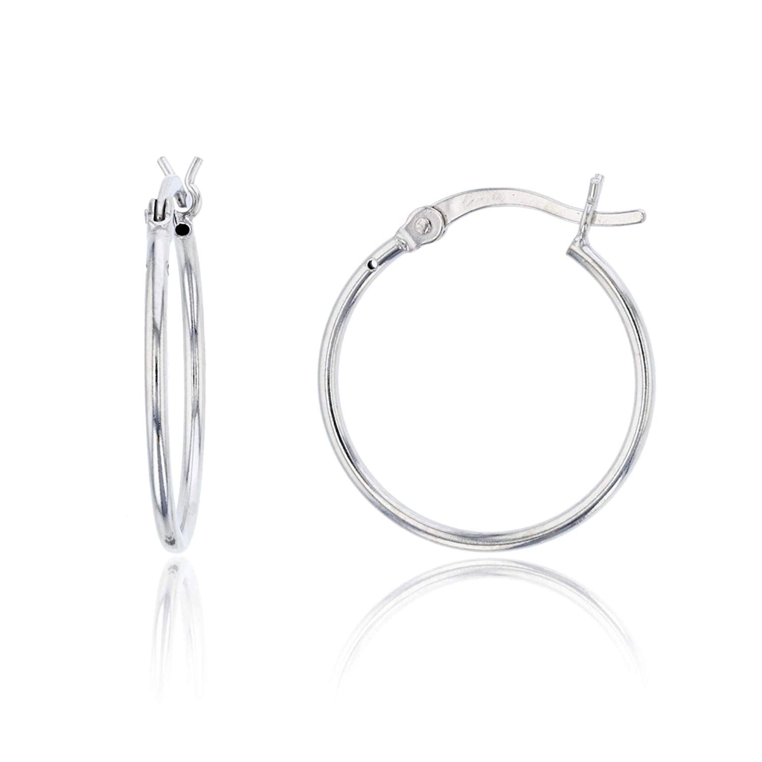 Sterling Silver Polished Basic Hoop Earrings for Women 1.25x10mm