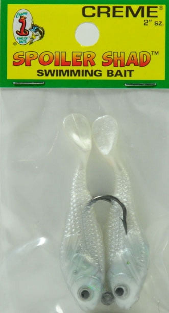 (3 pack) CRME 2" Pearl Paddle Tail Shad Swimbait Fishing Lures, 2-Count