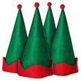 thumbnail image 1 of Lindo sombrero de Navidad Sombrero de elfo de Papá Noel Sombrero puntiagudo para celebraciones. (verde + rojo) (4 piezas), 1 of 5