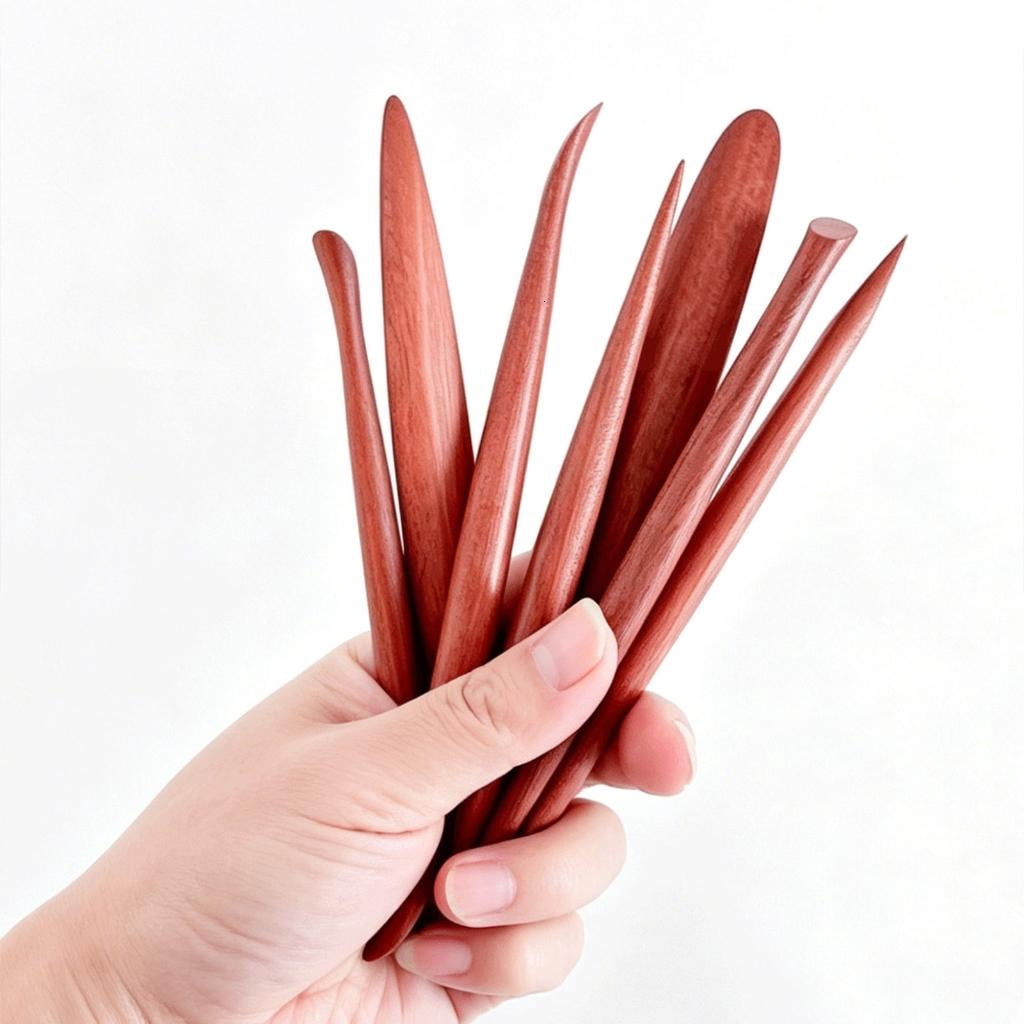Giaone 7Pcs Professional Pottery Sculpting Tool Wooden Clay Modeling Tool Set For Ceramic Clay Carving Engraving Polishing