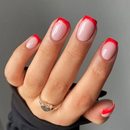 KSCD Square French Fake Nails Tips Press on Nails Short Cute Women's Black False Nails Daily Wear Artificail Nails for Women and Girls 24Pcs? (Red) Red | Walmart Canada KSCD Square French Fake Nails Tips Press on Nails Short Cute Women's Black False Nails Daily Wear Artificail Nails for Women and Girls 24Pcs? (Red) Red | Walmart Canada
