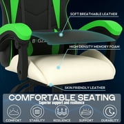 Bigzzia Gaming Chair with Heated Cushion, High Back Video Game Chairs with Pillow and Lumbar Support, Green