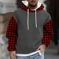 thumbnail image 2 of Lorytime Hoodies for Men Sweatshirt Plaid Fleece Streetwear Pullover Long Sleeve Drawstring Tops with Pocket Outerwear, 2 of 5