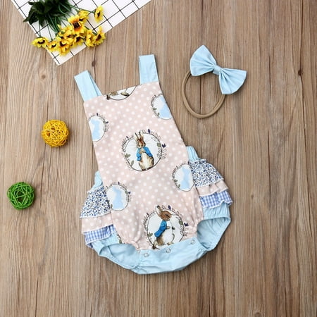

Cute Newborn Baby Girl Bunny Romper Jumpsuit+Headband Clothes Outfit