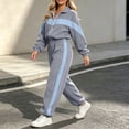 thumbnail image 5 of Smupbvky Tracksuits for Women Set 2 Piece Collared Color Block Zip Jacket Long Sleeve Jogger Pants Casual Fall Outfits (L, Gray), 5 of 7