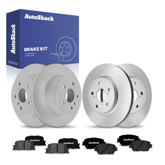 AutoShack Front Vented & Rear Solid Brake Rotors   Ceramic Pads 12-PC Brake Kit Replacement for 2002-2005 Toyota Camry
