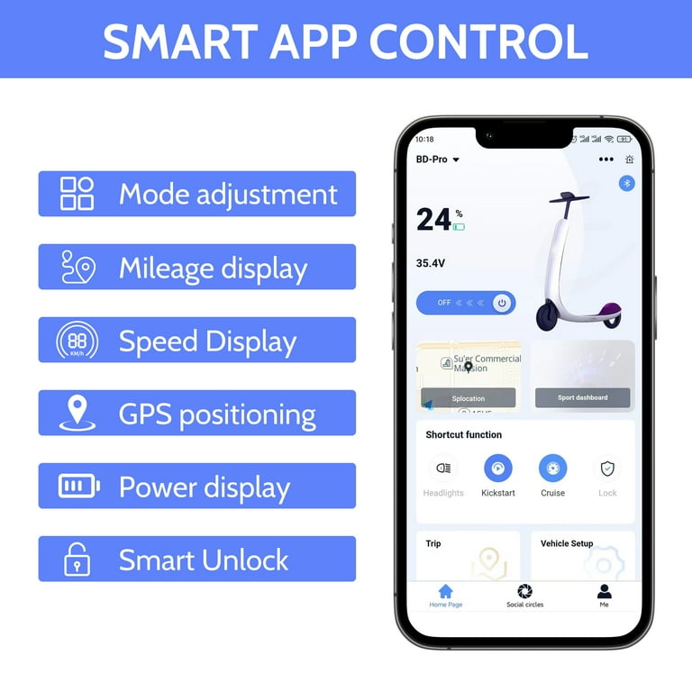 350W Motor Electric Scooter,19 MPH Top Speed, 21-Mile Range, 8.5