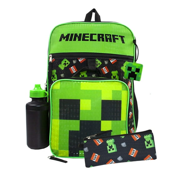 Juego de mochilas escolares Minecraft para NIÑOS negro 5 piezas