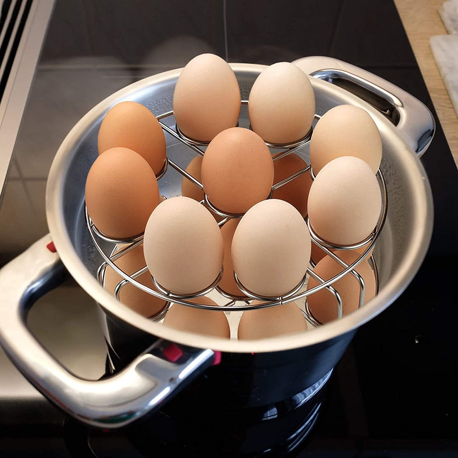 Stainless Steel Egg Steamer Rack for Instant Pot Pressure Cooker Boiling Pot. Stackable Steamer Trays 2 Pack Combo for Eggs and Food. Food