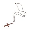 thumbnail image 2 of Handwoven Wooden Cross Necklace with Lucky Bead Design – Light Brown Crucifix Cord for Men and Women – Religious Pendant for Baptism, First, 2 of 5