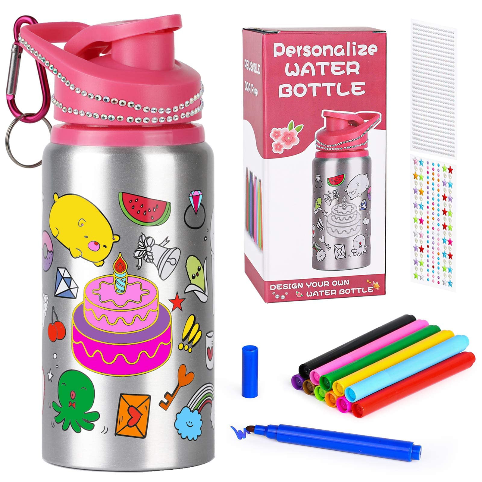 Purple Ladybug Decorate Your Own Water Bottle for Girls Age 6-8 - Cool 8  Year