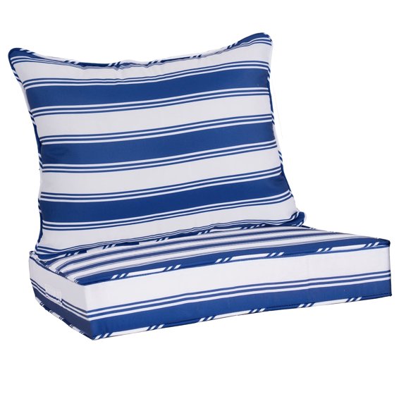 FKS LIFE Outdoor Deep Seat Cushion Set 24 x 24 x 4 Waterproof Fade Resistant with Back Patio Cushion for Chairs and Sofas(1 Set)